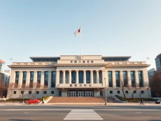 South Korean National Assembly building with cryptocurrency trading data overlay representing crypto tax debate