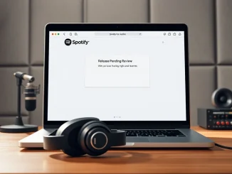 Spotify for Artists dashboard showing new release review feature for controlling AI music attribution.