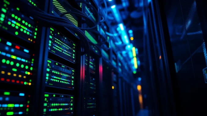Server rack representing Square Enix's new Tezos blockchain validator node for Web3 gaming.