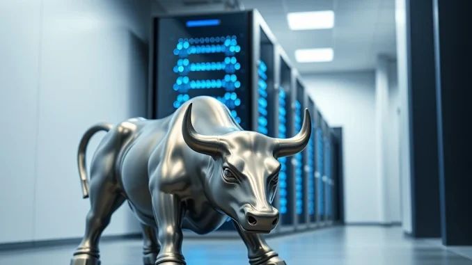 Sui Bank strategy merging blockchain infrastructure with traditional Wall Street finance symbols.