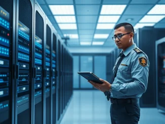 Secure server room in Bangkok representing Thailand's crypto platform AML crackdown and account freeze operation.