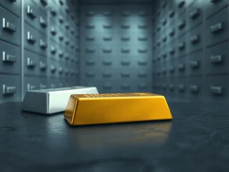 Digital gold bar representing the $7.7 billion tokenized commodity market growth on crypto exchanges.