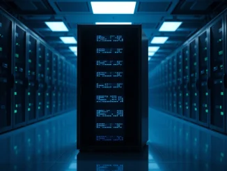 AI and blockchain server infrastructure representing 2026's top crypto presale coins like DeepSnitch AI.