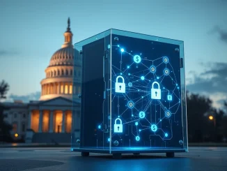 Blockchain security visualization representing Trump's National Cyber Strategy crypto protection policies
