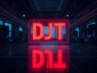 Breaking news on DJT stock manipulation allegations against Jane Street and Citadel on a Wall Street trading floor.