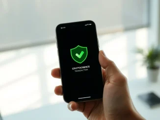 Trust Wallet's new real-time scam address check feature protecting a cryptocurrency transaction on a smartphone.