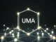 Blockchain network visualization representing UMA protocol's optimistic oracle technology for cryptocurrency analysis