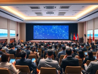 Unchained Summit conference hall at Furama Resort Da Nang preparing for 2026 Web3 leaders event.
