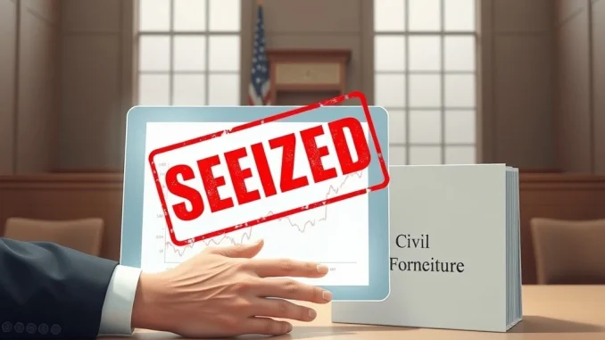 US Department of Justice action to forfeit $3.4 million in Tether USDt from cryptocurrency investment scam.