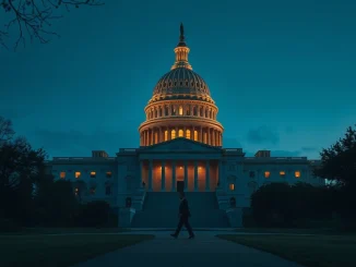 US Capitol at dusk as Senate delays crypto market structure bill vote in March 2026.