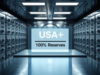 USA₮ stablecoin full reserve attestation report displayed in a secure digital bank vault.