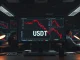 Trading desk monitors show a USDT liquidity crunch amid market volatility.