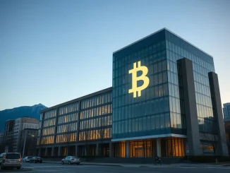 Vancouver City Hall with integrated Bitcoin symbol representing the rejected municipal cryptocurrency reserve proposal
