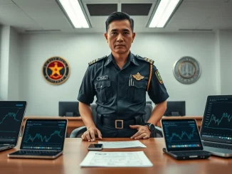 Vietnamese police investigation into the ONUS crypto fraud case with digital evidence on display.