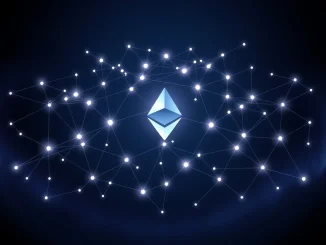 Conceptual illustration of the Ethereum blockchain network highlighting centralization risk and node connectivity.