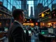Wall Street analyst monitors Bitcoin and blockchain data on trading floor, symbolizing institutional crypto adoption.