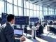 Financial analyst monitors Solana ETF data on trading floor as institutional investment surges