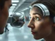 Worldcoin's biometric orb scanning a user's iris for digital identity verification.