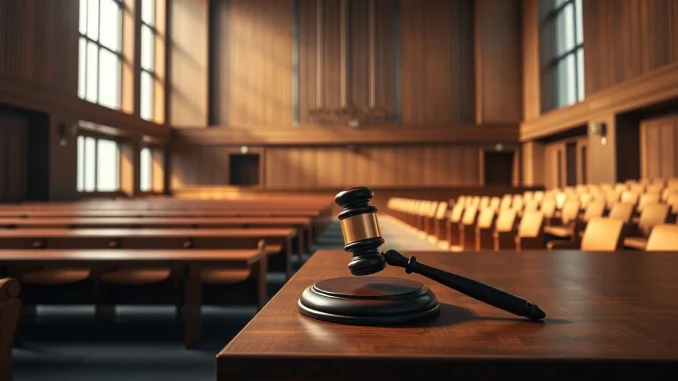 A courtroom gavel symbolizing the lawsuit against Elon Musk's xAI over AI-generated child abuse imagery.