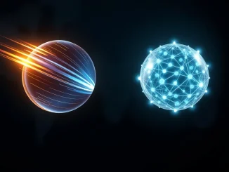 Visual comparison of XRP and XLM cryptocurrency networks showing their distinct technological identities.