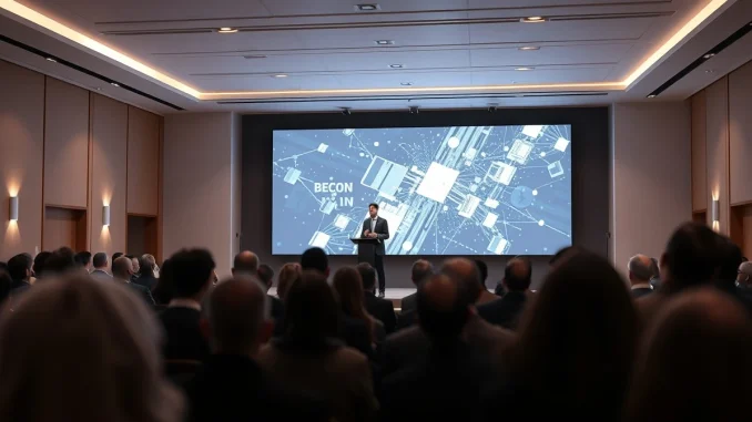 Speaker at the LONGITUDE crypto conference in Paris discussing Bitcoin and regulation.