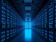 Amazon cloud business AWS data center interior showing server racks with blue lighting, representing AI infrastructure investment