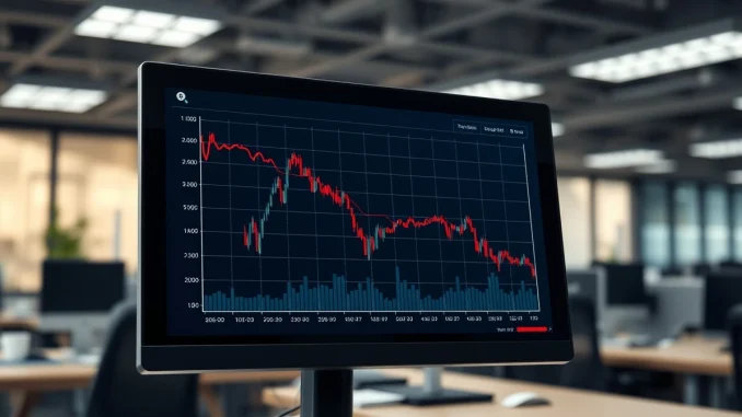 Analysis of Bitcoin price crash and declining market liquidity on a trading terminal screen.