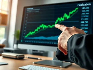Analyst reviewing a chart showing a surge in Bitcoin ETF investment data.