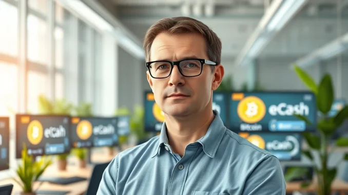 Bitcoin hard fork eCash developer Paul Sztorc in a tech office setting