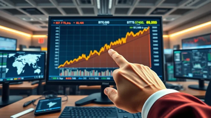 Bitcoin price surge chart during geopolitical tensions over a US-Iran deal.