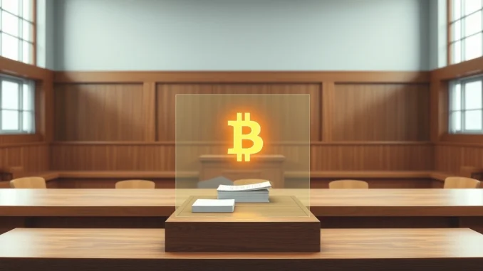 Bithumb's legal action to recover Bitcoin from a payout error in a South Korean courtroom.