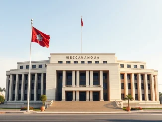 Cambodian government building representing the new crypto scam legislation passed by parliament.