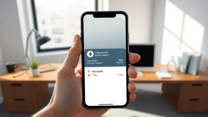 Changelly Tonkeeper cross-chain deposits to TON wallet interface on smartphone