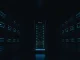 Digital server room illustrating the cybersecurity breach at the Grinex crypto exchange.