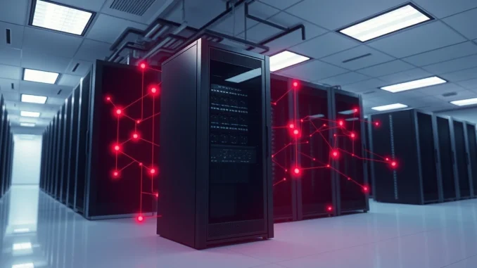 Illustration of a cyberattack on a server system representing the Mercor and LiteLLM security breach.
