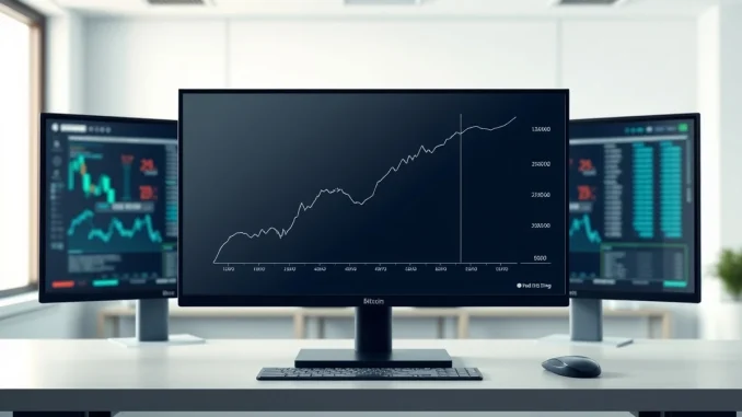 Morgan Stanley Bitcoin ETF launch on a professional financial trading desk monitor.