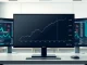 Morgan Stanley Bitcoin ETF launch on a professional financial trading desk monitor.