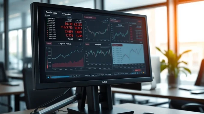 Professional trading terminal displaying prediction market data on a sleek screen.