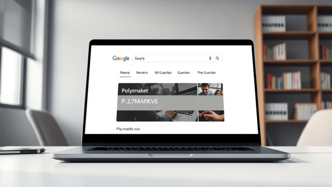 Polymarket prediction result shown on a Google News search page before removal.