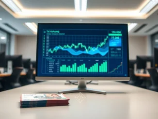 Digital asset exchange interface in a Vietnamese financial office, representing the regulated crypto pilot program.