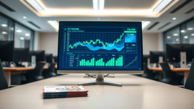 Digital asset exchange interface in a Vietnamese financial office, representing the regulated crypto pilot program.
