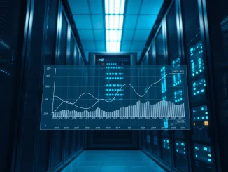 AI systems analyzing real-time data for prediction market arbitrage opportunities in a data center.