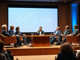 Panel of five AI industry leaders at the Milken Global Conference discussing supply chain and energy challenges.