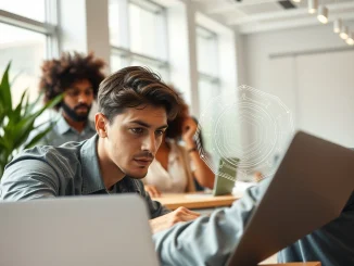 A knowledge worker using AI highlights the growing AI skills gap in the modern workplace.