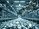 Robotic arm sorting aluminum scrap on a conveyor belt in a high-tech recycling facility.