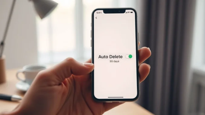 Smartphone screen showing Siri interface with auto-delete privacy setting