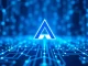 Arbitrum logo against a futuristic blockchain network background
