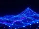 Digital visualization of Avalanche blockchain network with glowing nodes and data streams.
