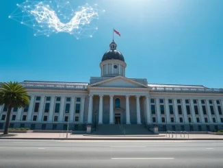 Bermuda Parliament building with digital blockchain overlay representing Stellar network adoption