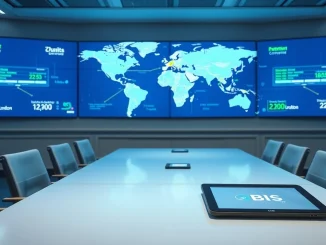 Digital control room display showing global payment network with settlement confirmation in seconds